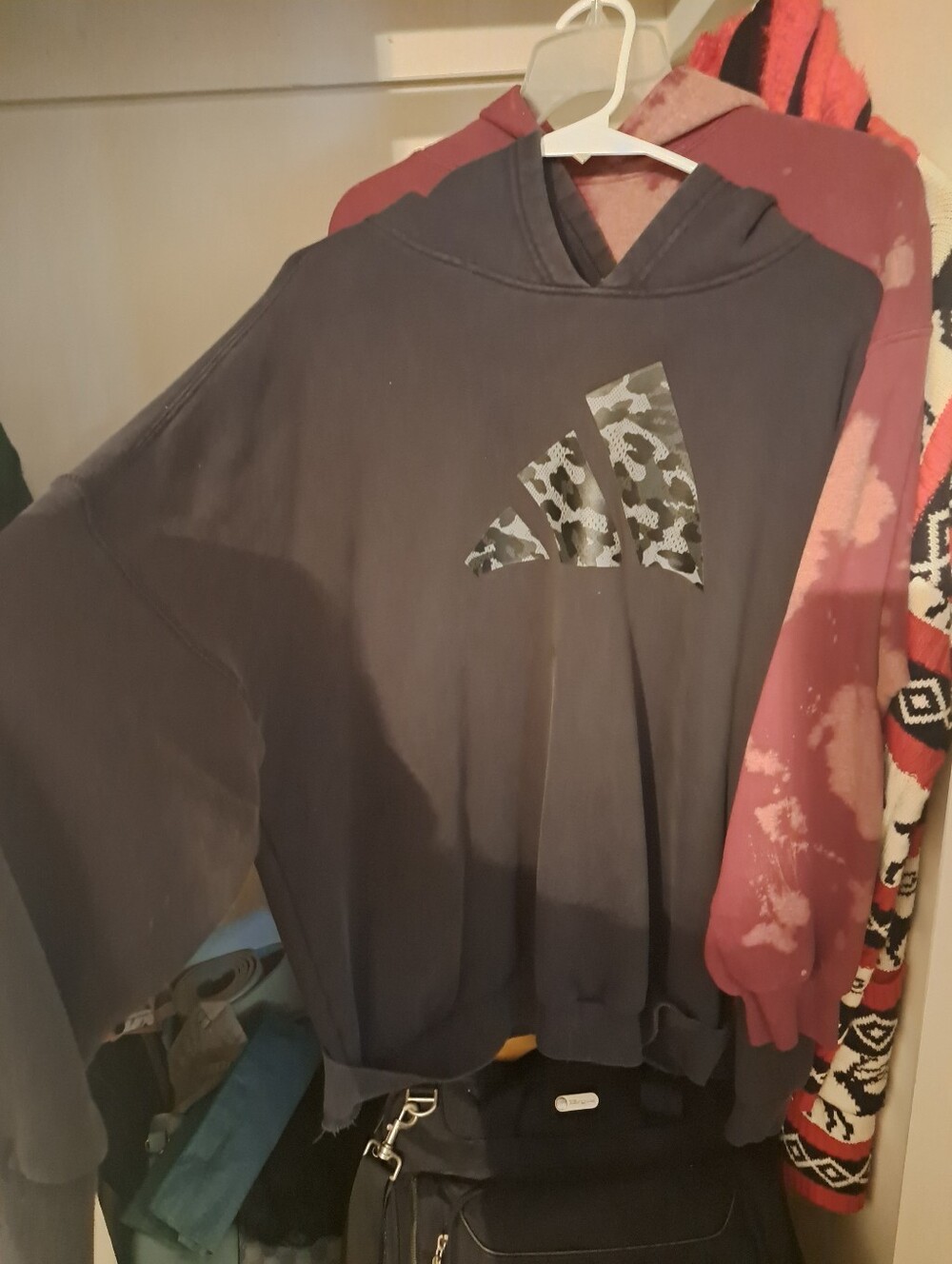 adidas Black Hoodie with Camo Logo
